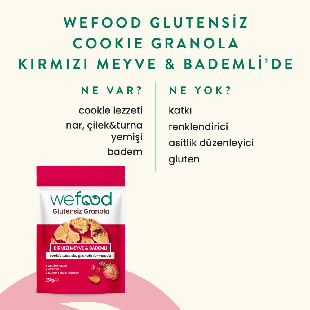 Nisa Organik Wefood Glutensiz Granola Kırmızı Meyve ve Bademli 250gr Paket