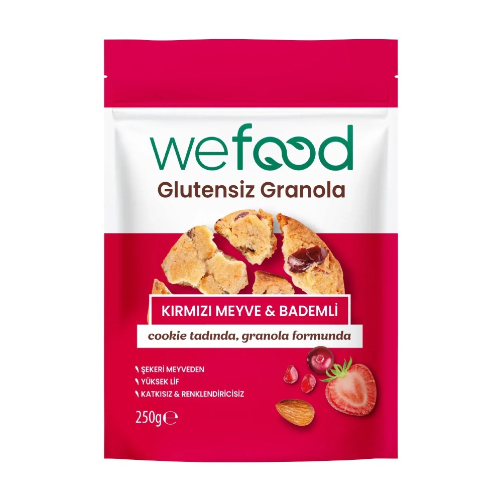 Nisa Organik Wefood Glutensiz Granola Kırmızı Meyve ve Bademli 250gr Paket