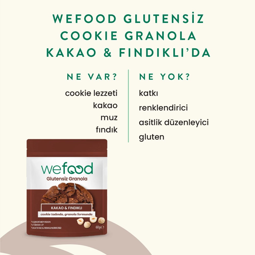 Wefood 60 GR Glutensiz Kakao ve Fındıklı Granola Bites Paketi