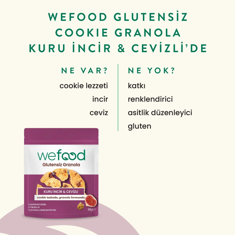 Nisa Organik Wefood Glutensiz Granola Bites Kuru İncir ve Cevizli 60gr Atıştırmalık Paket