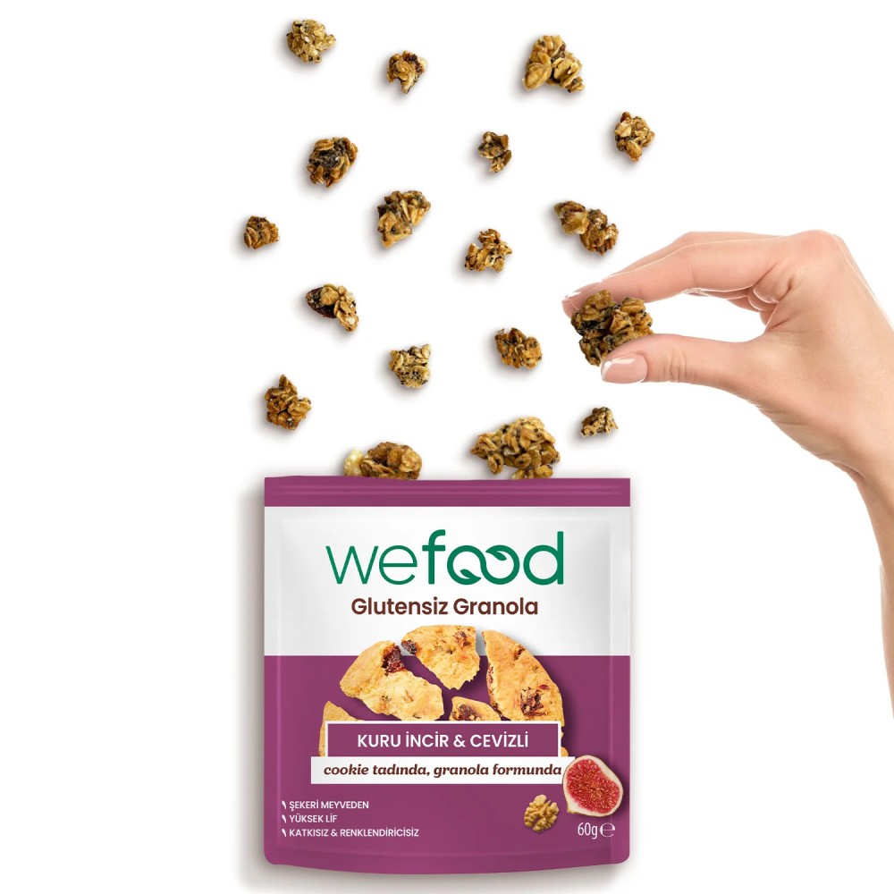 Nisa Organik Wefood Glutensiz Granola Bites Kuru İncir ve Cevizli 60gr Atıştırmalık Paket