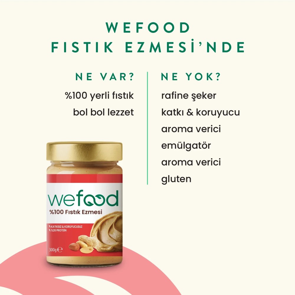 Wefood 300 GR Şekersiz Sade %100 Fıstık Ezmesi Kavanozu Görseli
