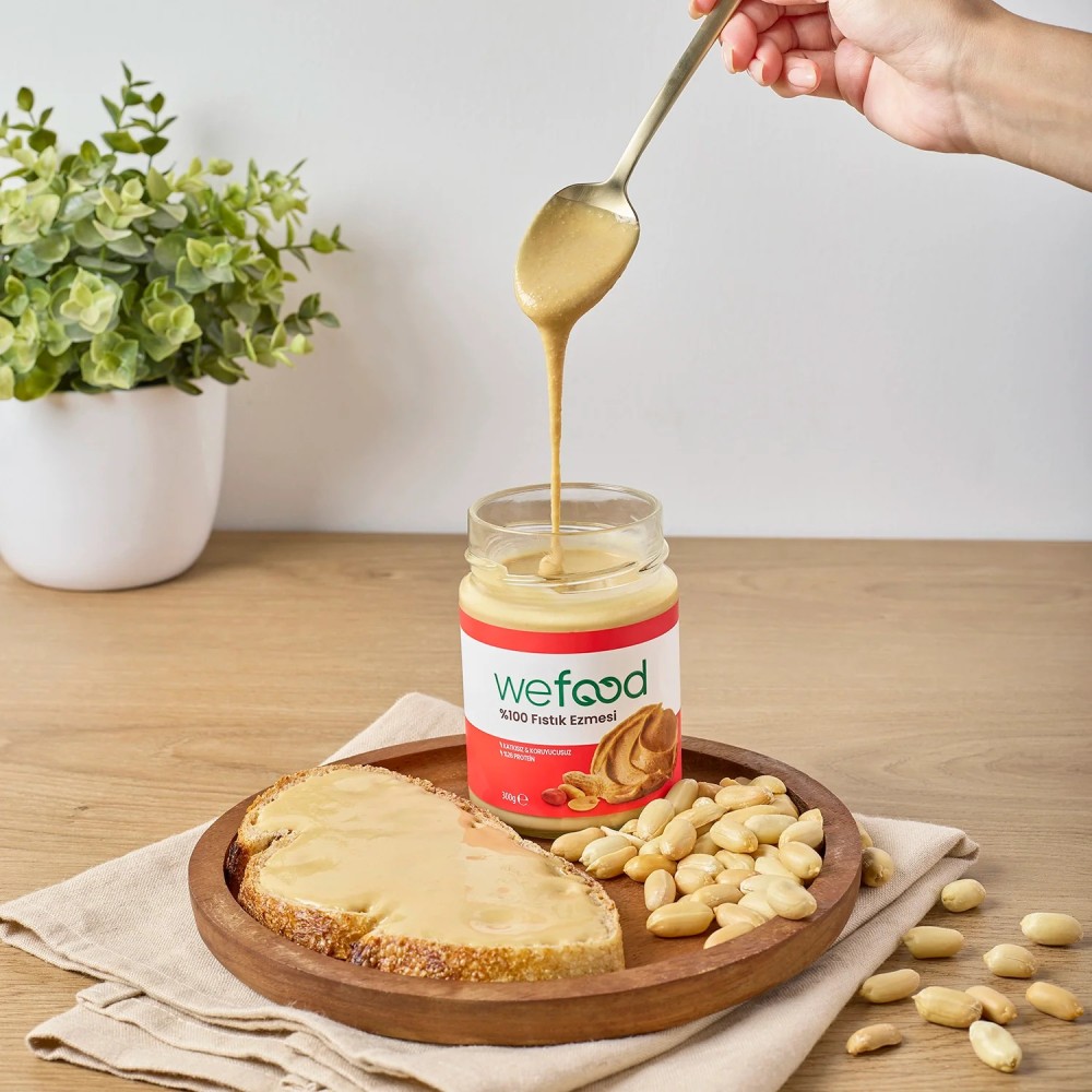 Wefood 300 GR Şekersiz Sade %100 Fıstık Ezmesi Kavanozu Görseli