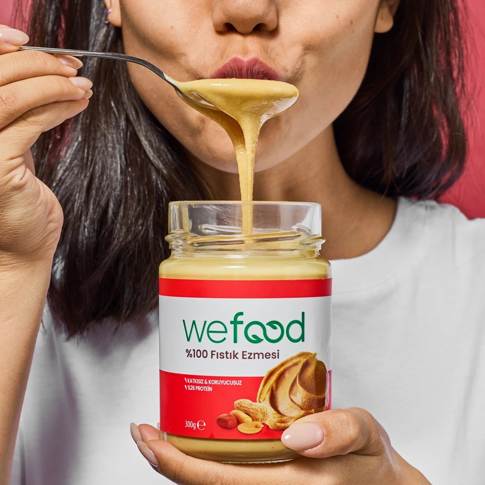 Wefood 300 GR Şekersiz Sade %100 Fıstık Ezmesi Kavanozu Görseli