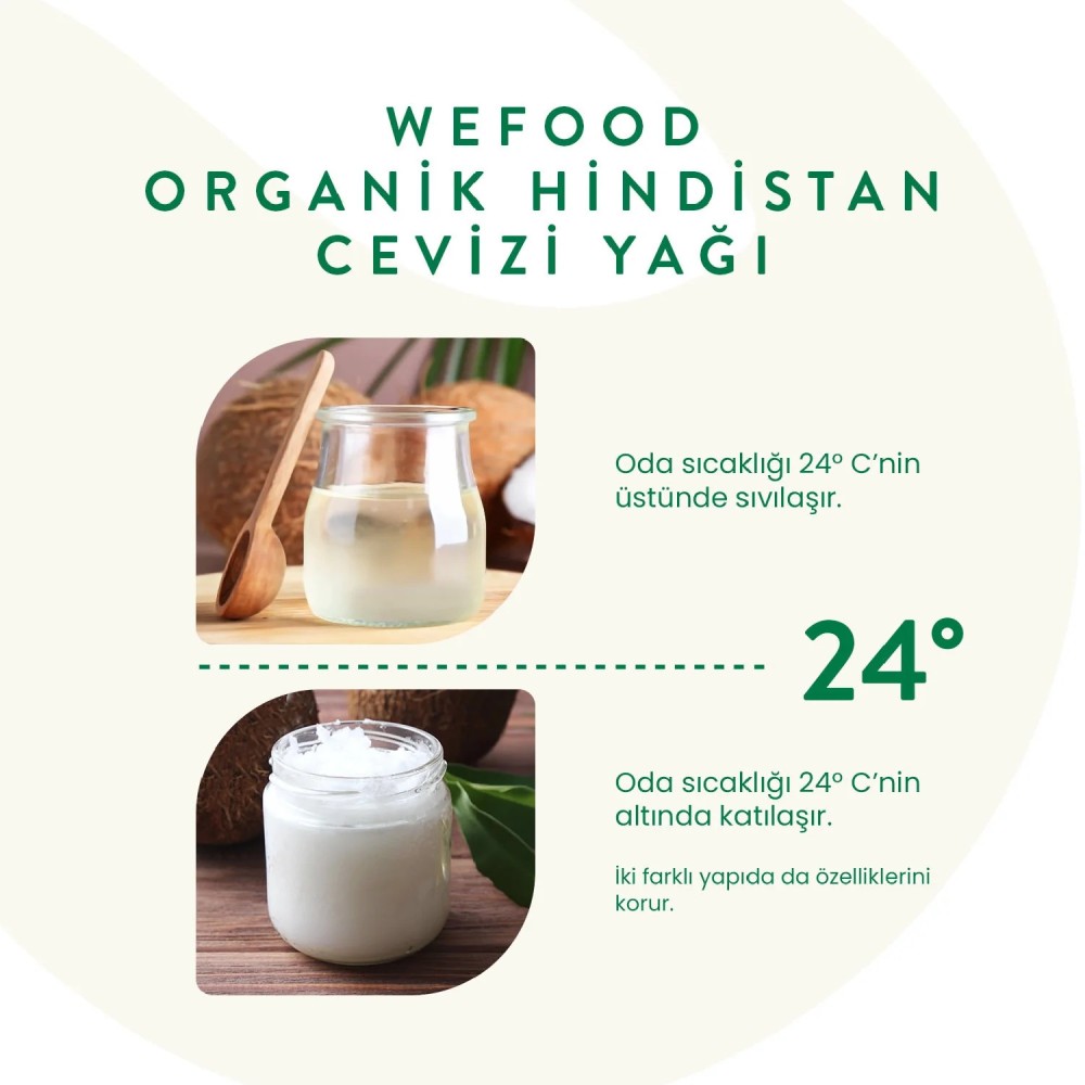 Nisa Organik - Wefood Organik Hindistan Cevizi Yağı 300ml Soğuk Sıkım Kavanoz