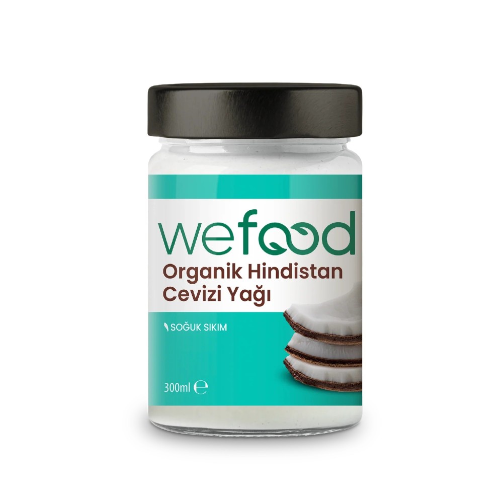 Nisa Organik - Wefood Organik Hindistan Cevizi Yağı 300ml Soğuk Sıkım Kavanoz