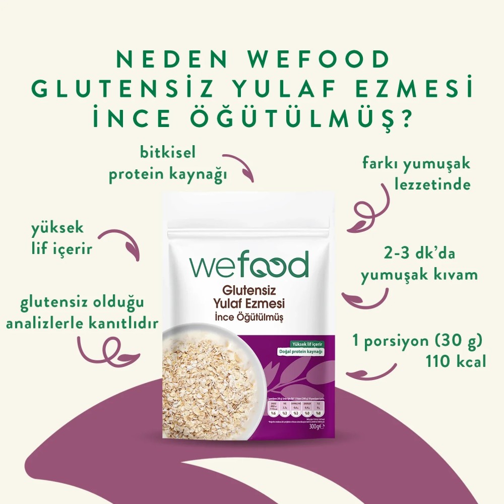 Nisa Organik Wefood İnce Öğütülmüş Glutensiz Yulaf Ezmesi 300gr Paket